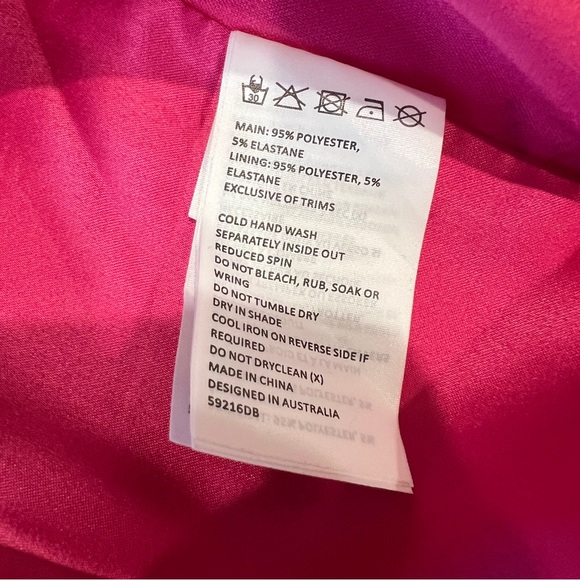 BARDOT Amika Floral Satin Midi Dress Side Slit Sweetheart Ties Hot Pink 10 NWT - Picture 13 of 13